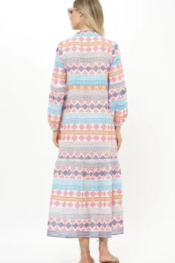 Online Long Sleeve Yoke Maxi- Casablanca Multi Maxis|Dresses