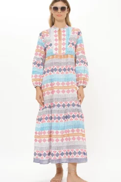 Online Long Sleeve Yoke Maxi- Casablanca Multi Maxis|Dresses