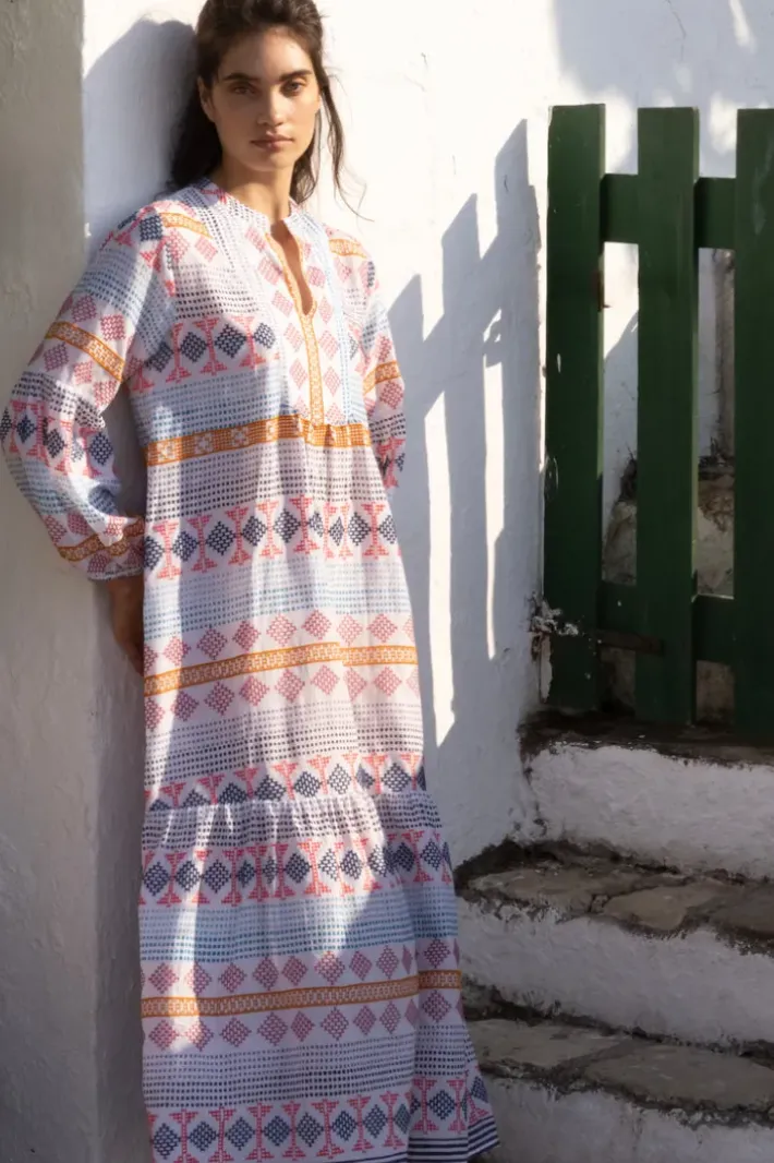 Online Long Sleeve Yoke Maxi- Casablanca Multi Maxis|Dresses