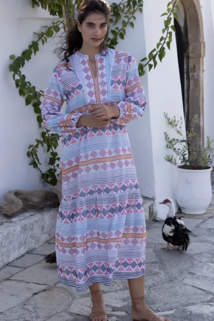 Online Long Sleeve Yoke Maxi- Casablanca Multi Maxis|Dresses