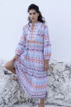 Online Long Sleeve Yoke Maxi- Casablanca Multi Maxis|Dresses