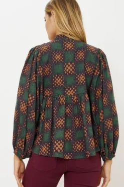Clearance Mandarin Balloon Top- Matrix Forest Matching Sets|Tops