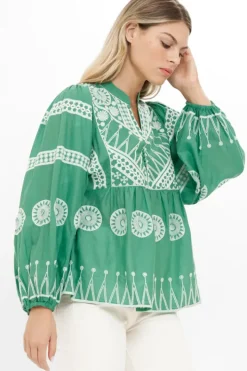 Clearance Mandarin Balloon Top- Soleil Sage Tops