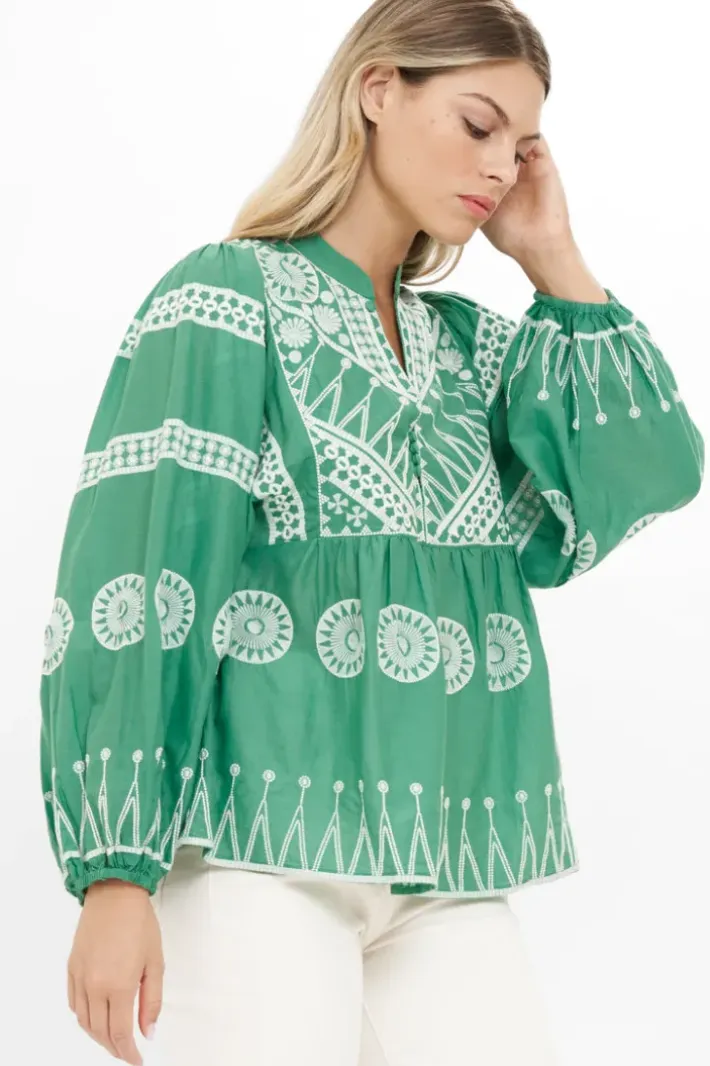Clearance Mandarin Balloon Top- Soleil Sage Tops