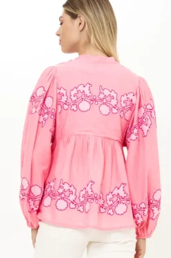 New Mandarin Balloon Top- Tangier Pink Tops