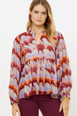 Hot Mandarin Balloon Top- Venice Cognac Tops