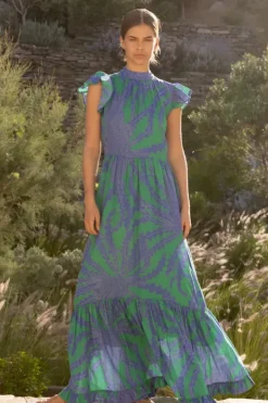 Best Mock Neck Flutter Maxi- Thistle Green Maxis|Dresses