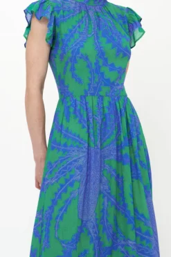 Best Mock Neck Flutter Maxi- Thistle Green Maxis|Dresses