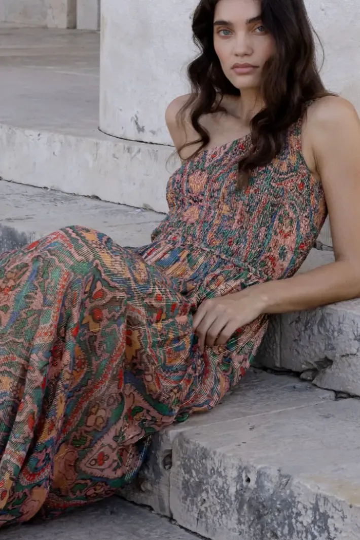 Best One Shoulder Smocked Maxi- Persia Aqua Maxis|Dresses