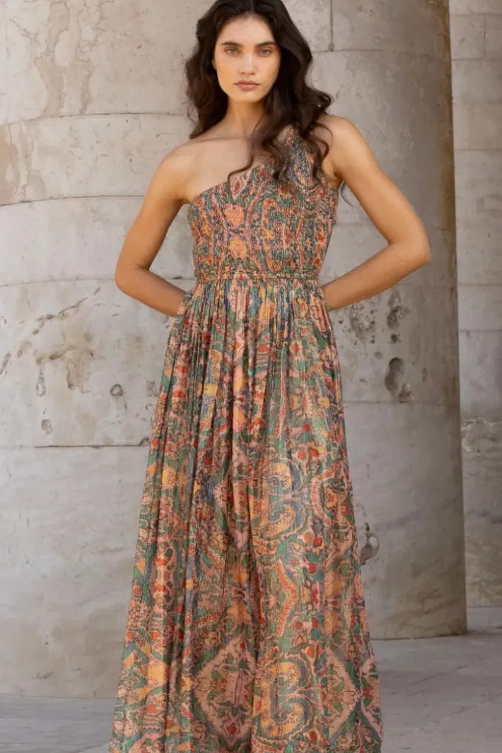 Best One Shoulder Smocked Maxi- Persia Aqua Maxis|Dresses