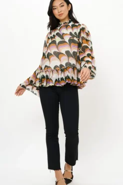 Discount Peplum Blouse- Venice Lime Tops