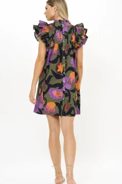 Sale Pintuck Ruffle Mini- Bergen Olive Short & Mini Dresses|Dresses