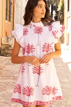 Best Pintuck Ruffle Mini- Canary Coral Short & Mini Dresses|Dresses