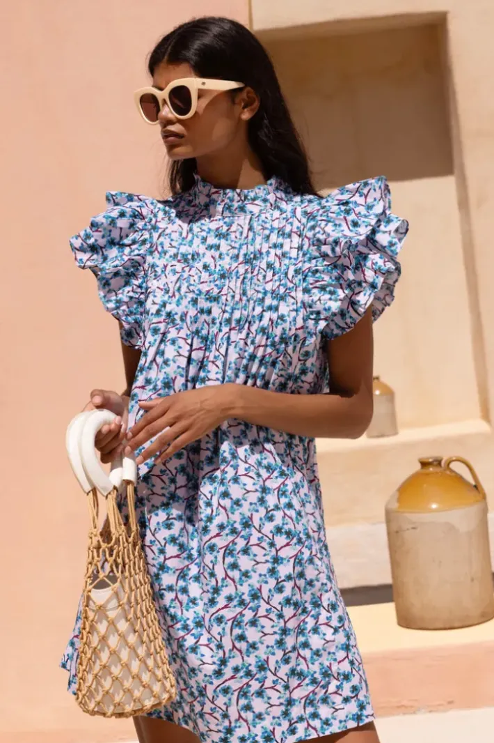 Discount Pintuck Ruffle Mini- Lingon Wine Short & Mini Dresses|Dresses