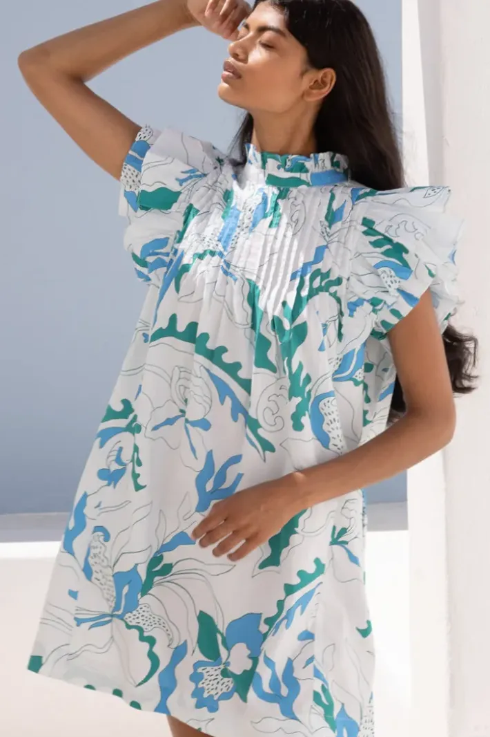 Clearance Pintuck Ruffle Mini- Orchid Green Short & Mini Dresses|Dresses