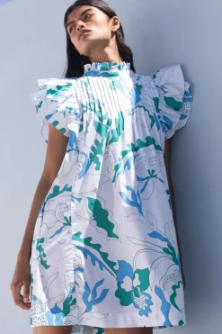Clearance Pintuck Ruffle Mini- Orchid Green Short & Mini Dresses|Dresses