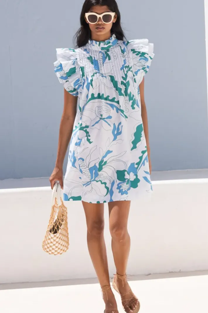 Clearance Pintuck Ruffle Mini- Orchid Green Short & Mini Dresses|Dresses