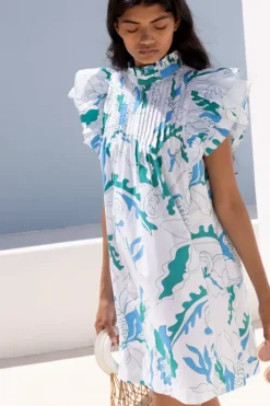 Clearance Pintuck Ruffle Mini- Orchid Green Short & Mini Dresses|Dresses