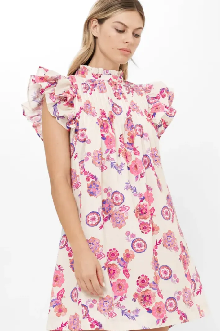 Pintuck Ruffle Mini- Pretoria Pink Short & Mini Dresses|Dresses