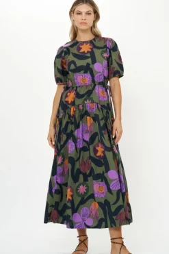 Hot Piped Puff Sleeve Maxi- Bergen Olive Maxis|Dresses