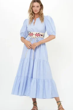 Puff Sleeve Maxi- Chatham Blue Maxis|Dresses