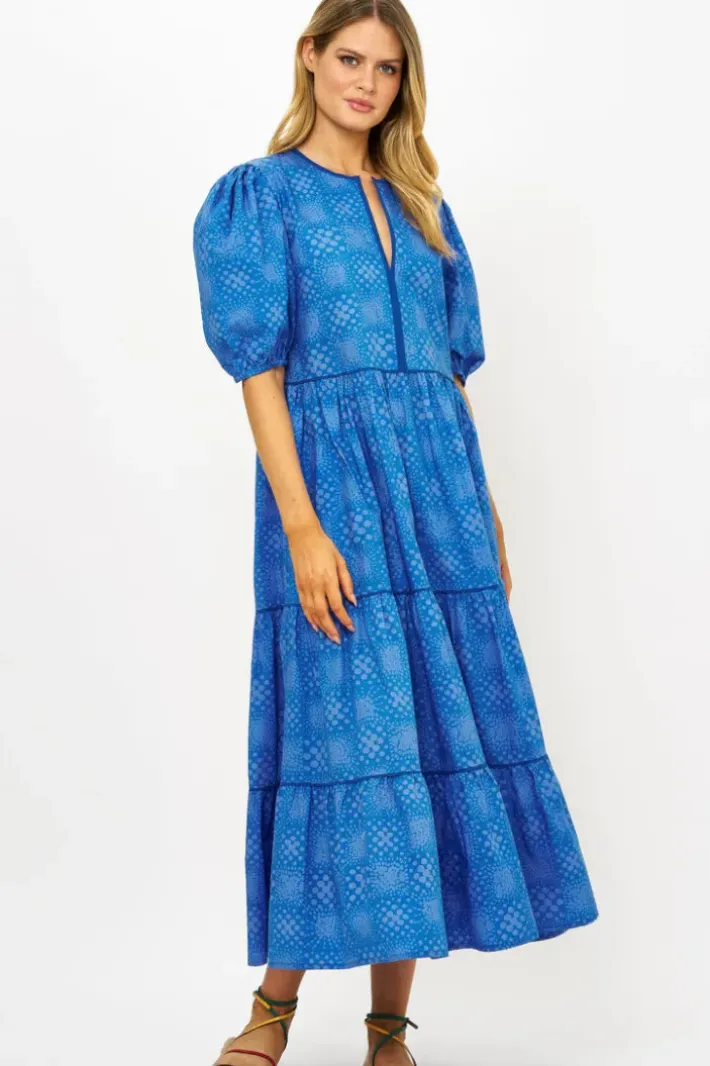 Clearance Puff Sleeve Maxi- Matrix Blue Maxis