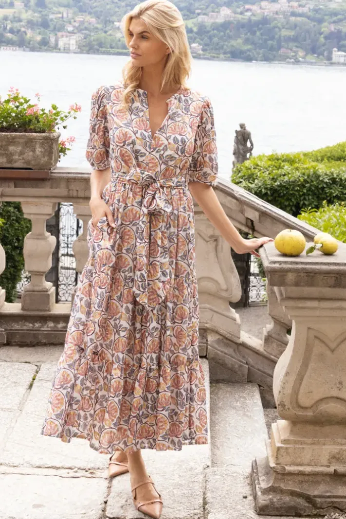 Online Puff Sleeve Maxi- Montenegro Coral Maxis