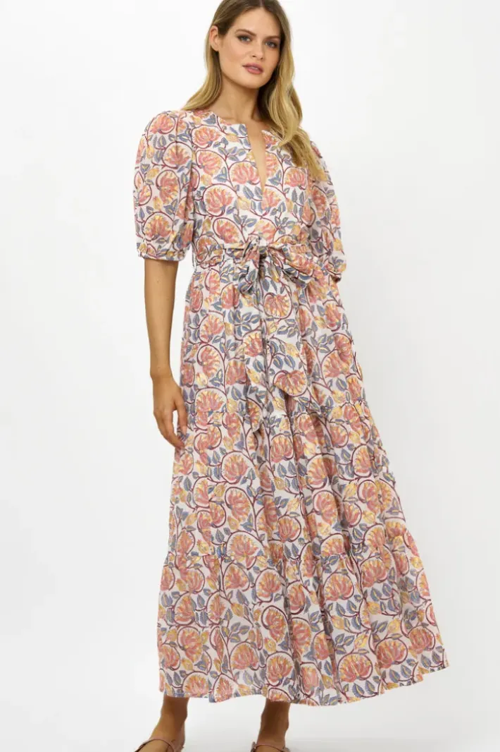 Online Puff Sleeve Maxi- Montenegro Coral Maxis