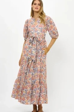 Online Puff Sleeve Maxi- Montenegro Coral Maxis
