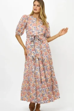 Online Puff Sleeve Maxi- Montenegro Coral Maxis