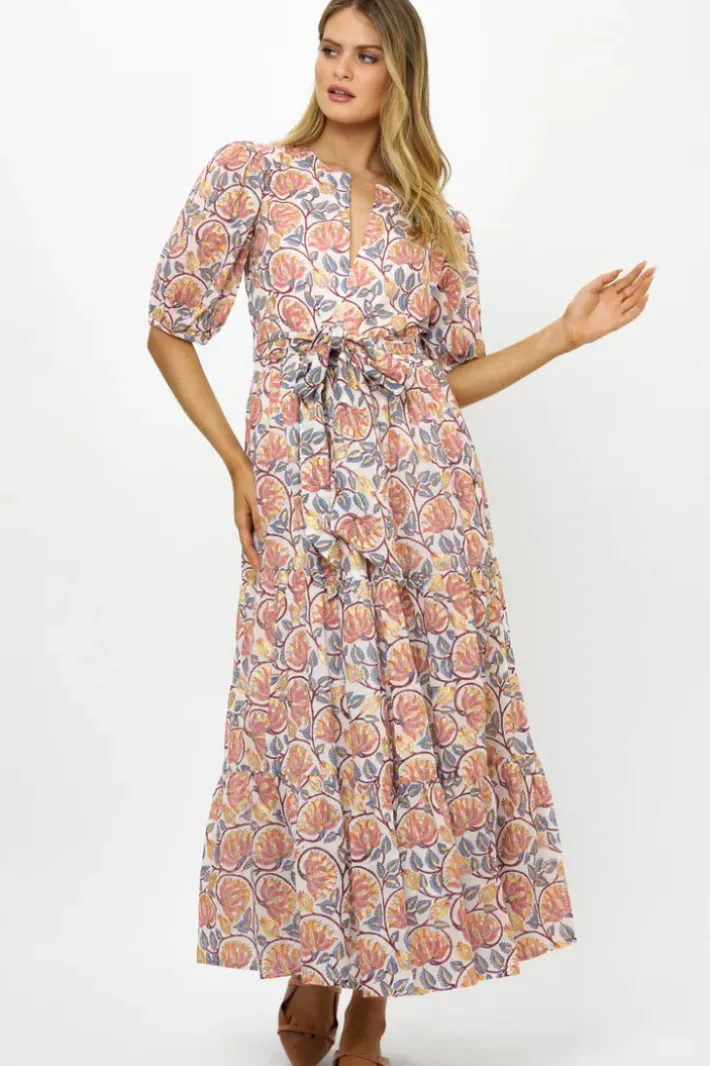 Online Puff Sleeve Maxi- Montenegro Coral Maxis