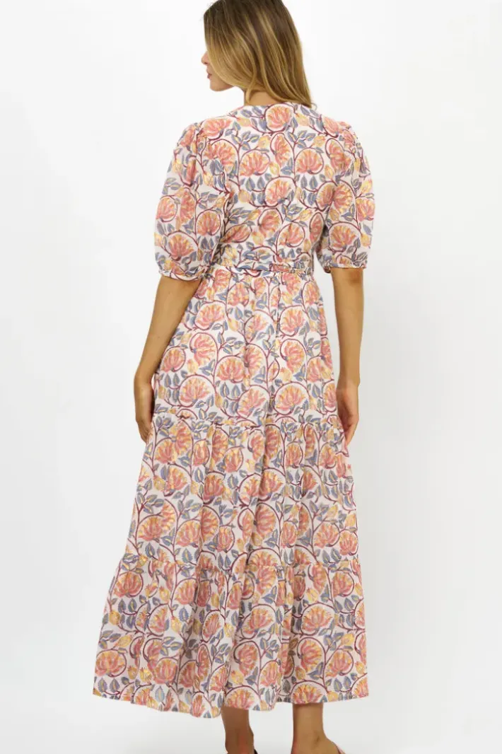 Online Puff Sleeve Maxi- Montenegro Coral Maxis