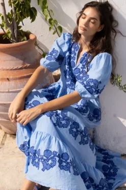 Hot Puff Sleeve Maxi- Tangier Blue Maxis|Dresses