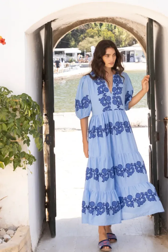 Hot Puff Sleeve Maxi- Tangier Blue Maxis|Dresses