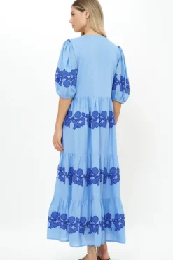 Hot Puff Sleeve Maxi- Tangier Blue Maxis|Dresses