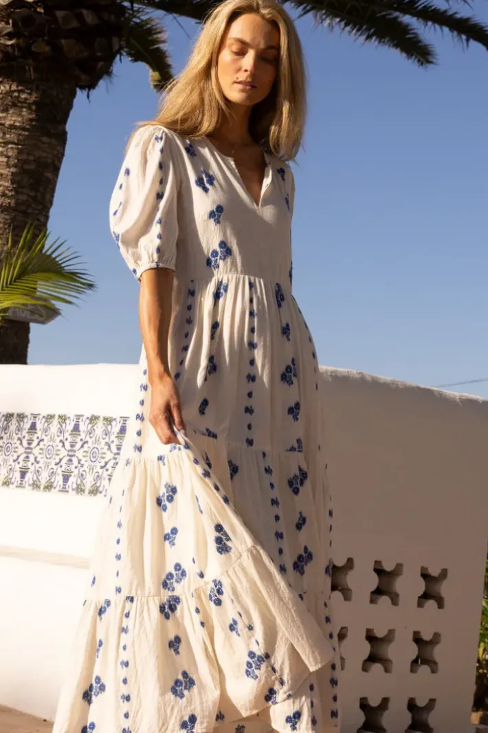 Clearance Puff Sleeve Maxi- Wicklow Blue Maxis|Dresses