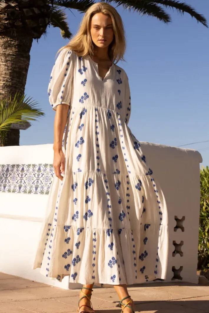 Clearance Puff Sleeve Maxi- Wicklow Blue Maxis|Dresses