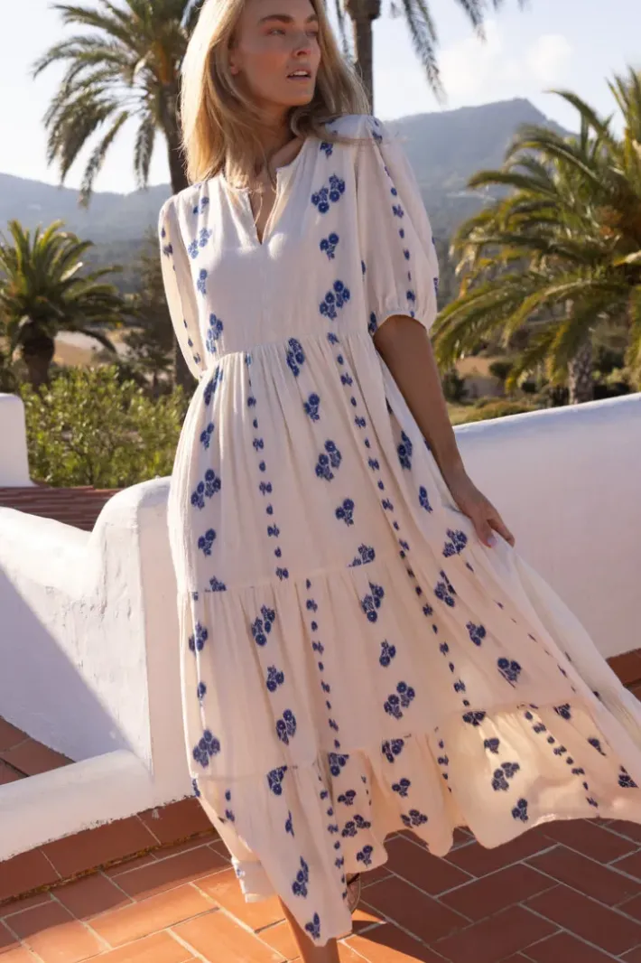 Clearance Puff Sleeve Maxi- Wicklow Blue Maxis|Dresses