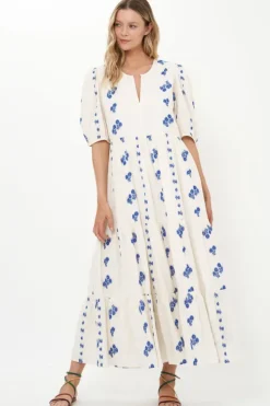 Clearance Puff Sleeve Maxi- Wicklow Blue Maxis|Dresses