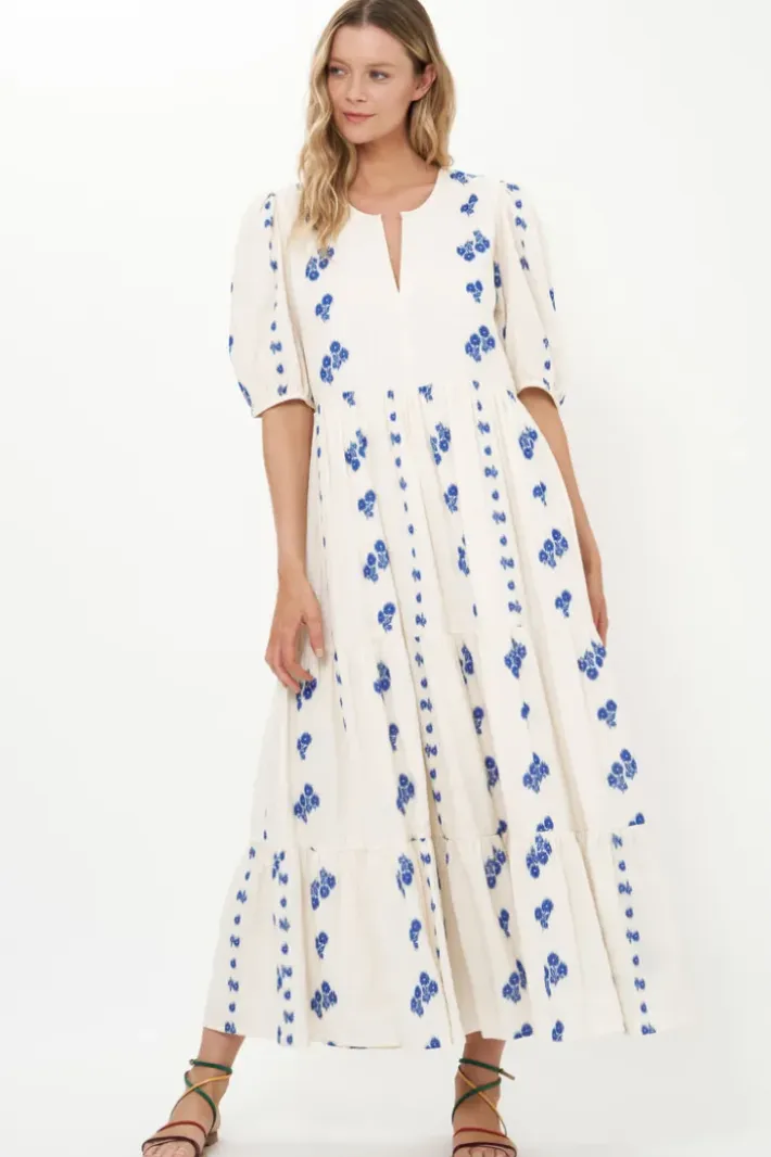 Clearance Puff Sleeve Maxi- Wicklow Blue Maxis|Dresses