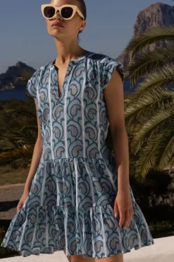 Best Roll Sleeve- Goa Blue Short & Mini Dresses|Dresses