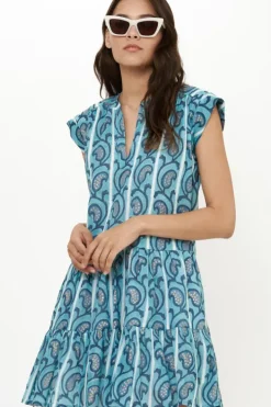 Best Roll Sleeve- Goa Blue Short & Mini Dresses|Dresses