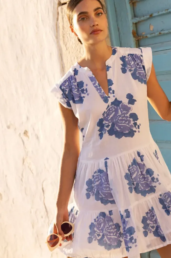 Best Roll Sleeve- Portofino Blue Short & Mini Dresses|Dresses