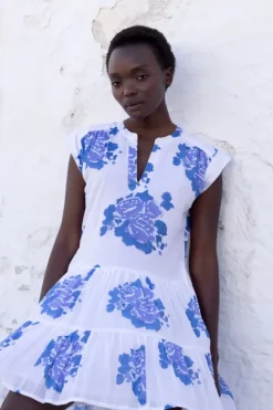 Best Roll Sleeve- Portofino Blue Short & Mini Dresses|Dresses