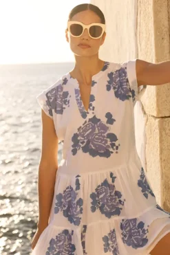 Best Roll Sleeve- Portofino Blue Short & Mini Dresses|Dresses