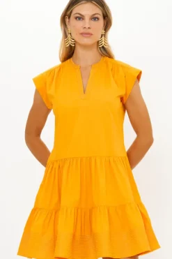 New Roll Sleeve- Tuki Marigold Short & Mini Dresses|Dresses