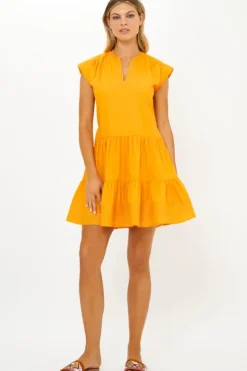 New Roll Sleeve- Tuki Marigold Short & Mini Dresses|Dresses