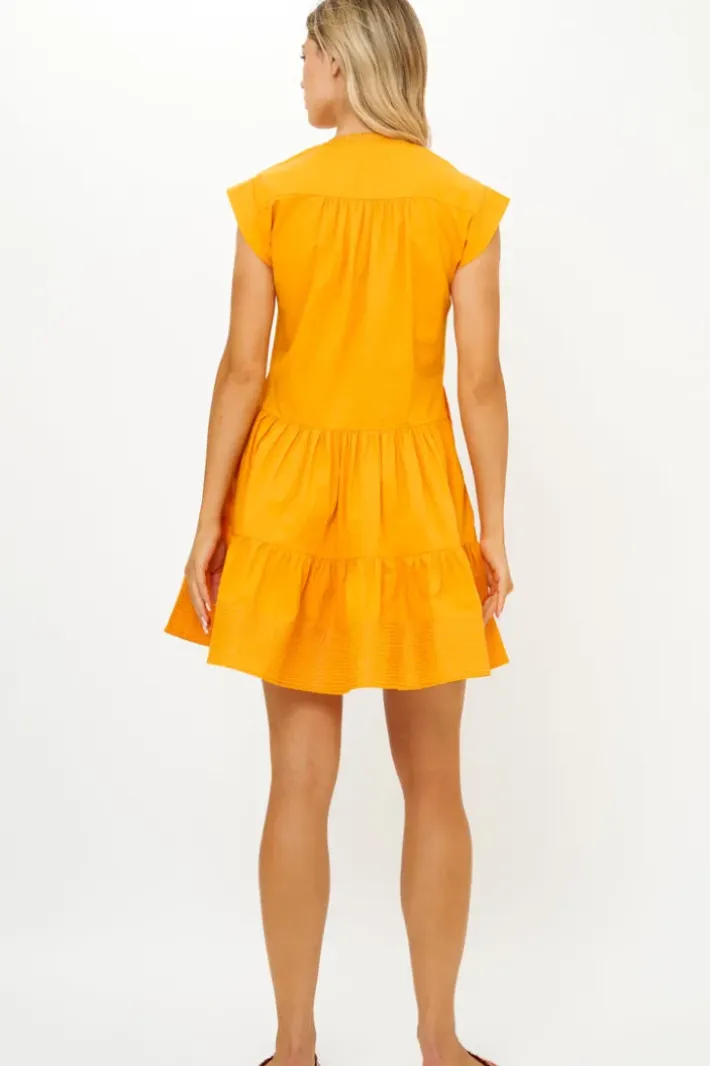 New Roll Sleeve- Tuki Marigold Short & Mini Dresses|Dresses
