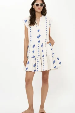 Outlet Roll Sleeve- Wicklow Blue Short & Mini Dresses|Dresses