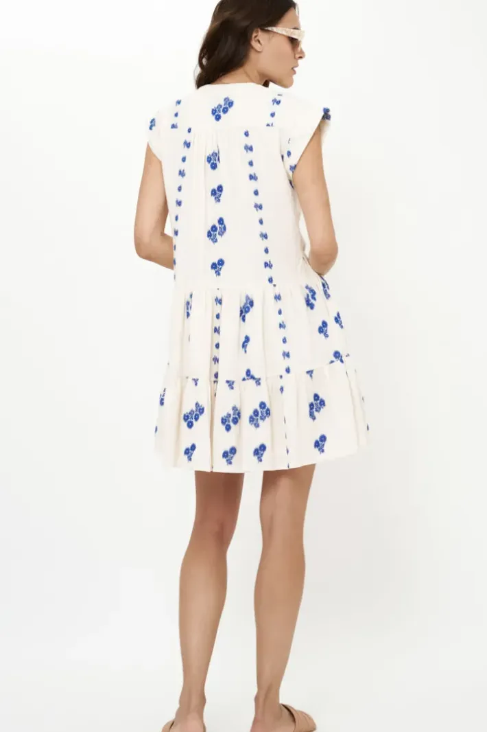 Outlet Roll Sleeve- Wicklow Blue Short & Mini Dresses|Dresses